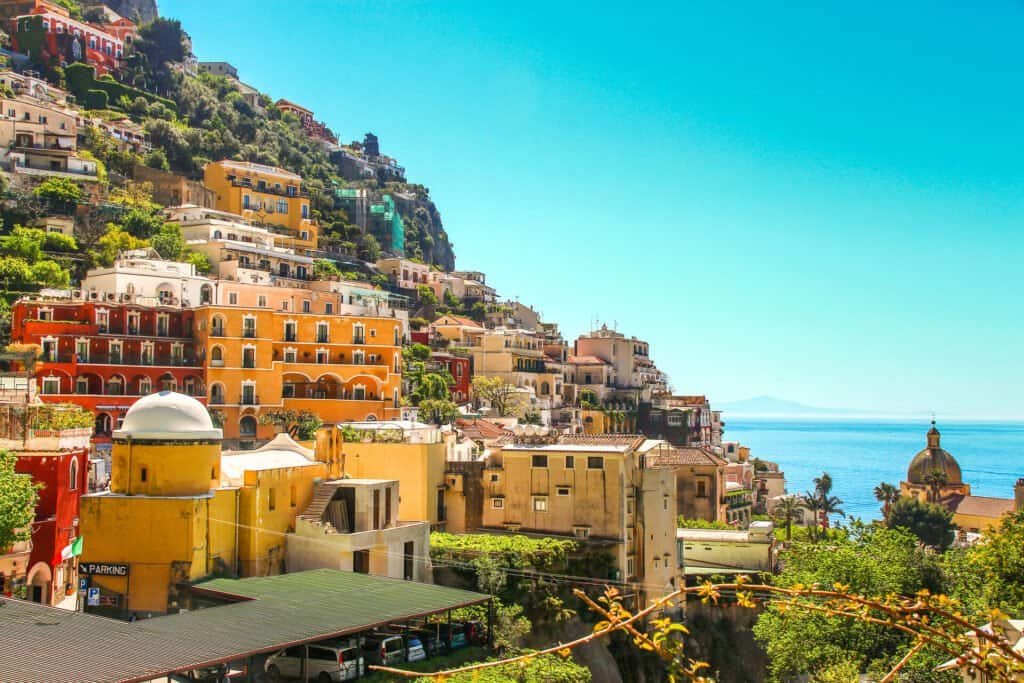 Town on mountain at Amalfi Coast, Positano in South Italy