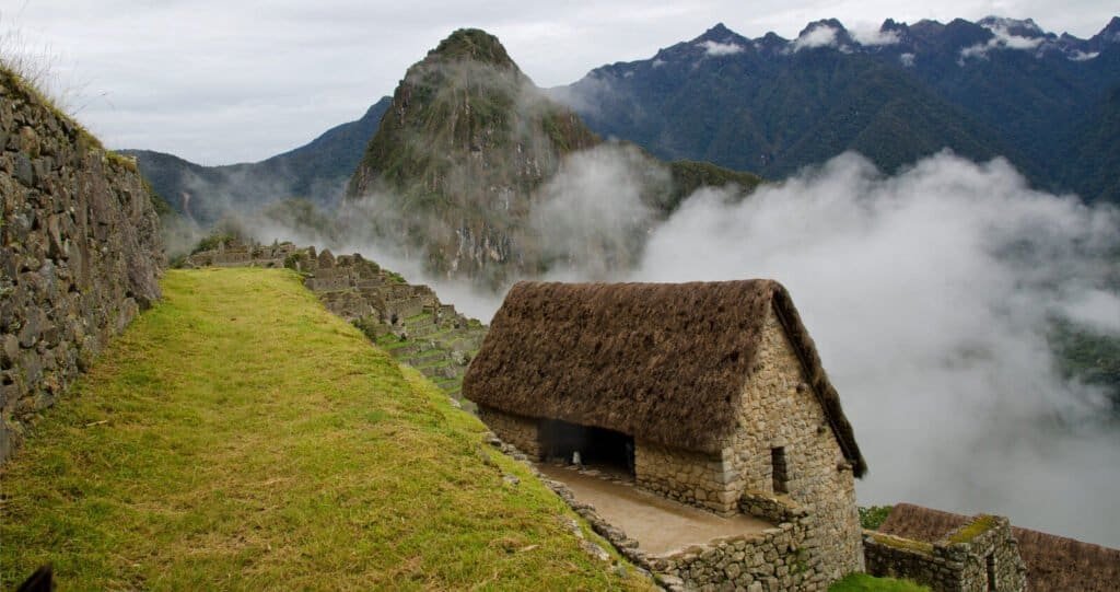 Clouds at the entrance of Machu Picchu