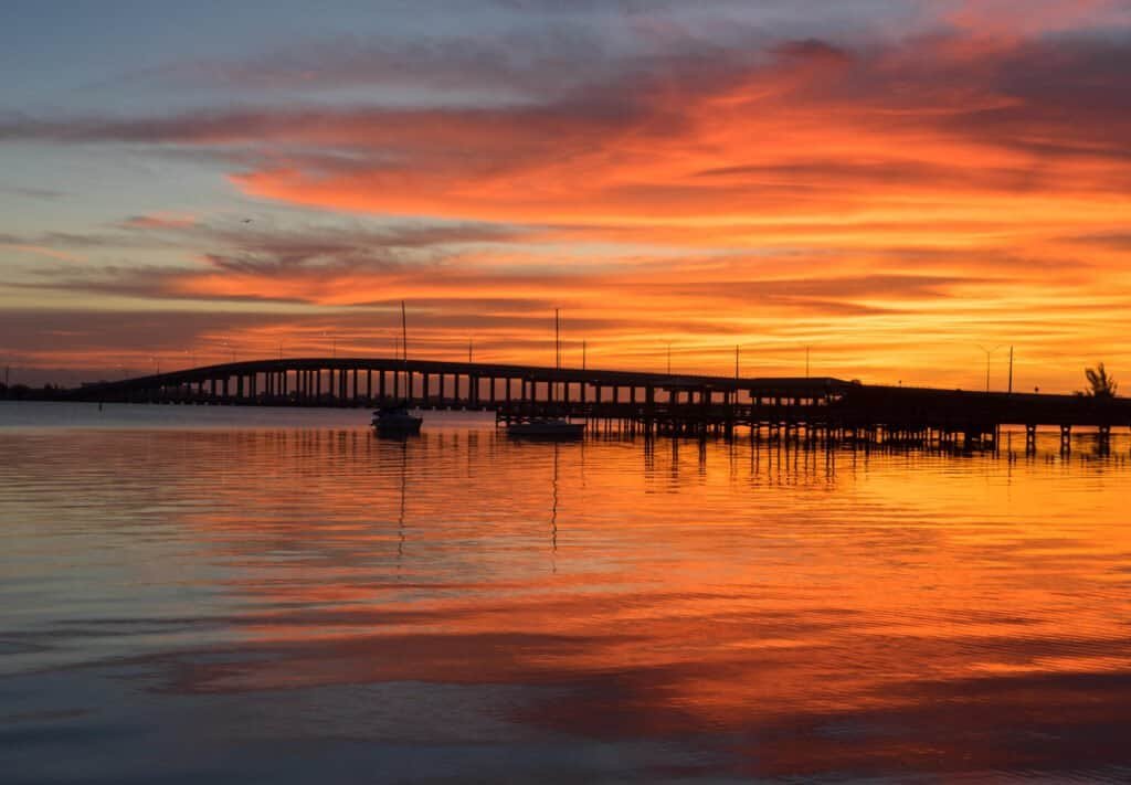 Orange Sky Sunrise over the Eau Gallie Bridge