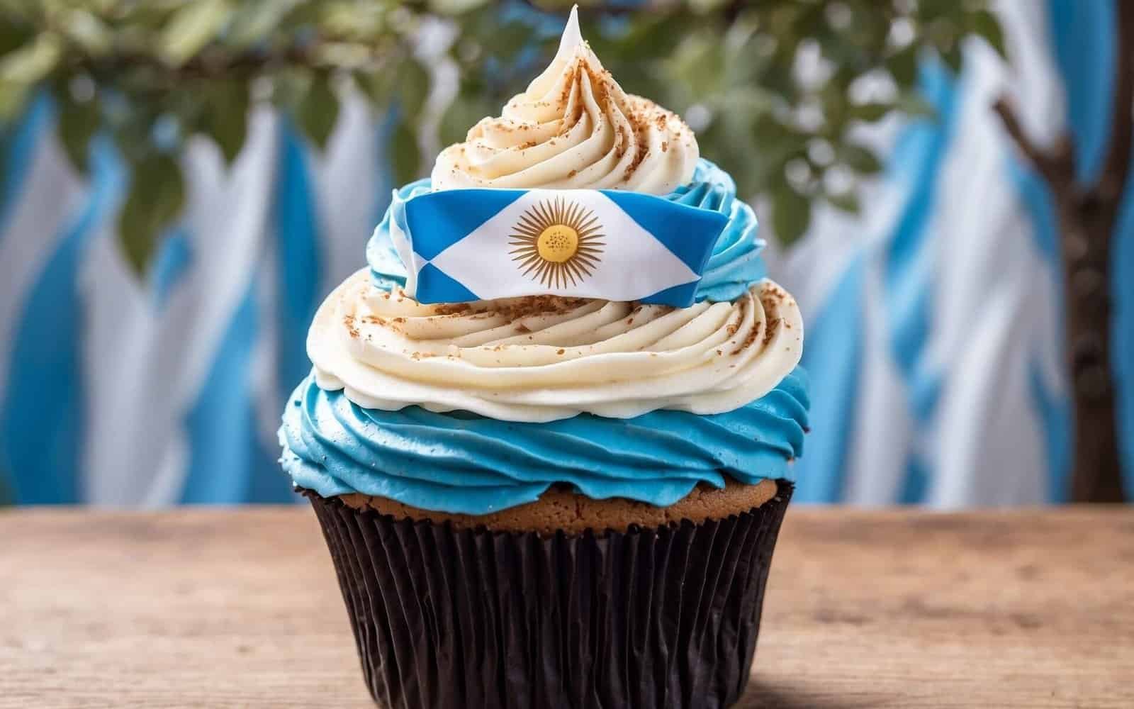  Cupcake with flag of Argentina 